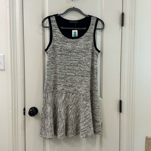 Potter’s Pot Asymmetrical Drop Waist Dress Size L Sleeveless Boucle Tweed - Picture 2 of 9